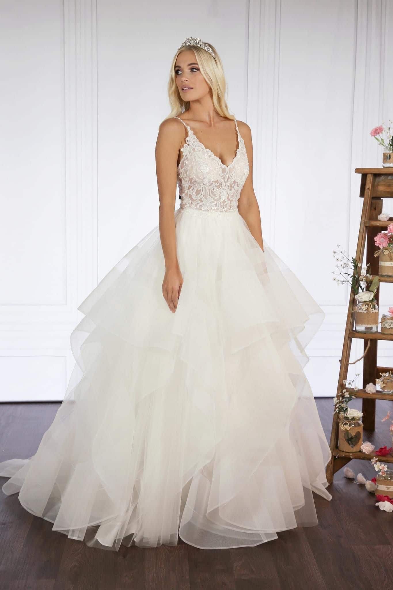 Modest Ballgown Style Wedding Dress With Beaded Lace Ruffles, Cap Sleeves,  And Button Back Chiffon Country Bridal Gop From Totallymodest, $105.29 |  DHgate.Com